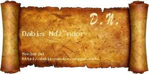 Dabis Nándor névjegykártya